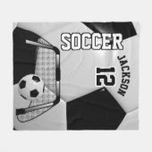 Schwarz-Weiß-Fußballball mit DIY-Text Fleecedecke (Vorderseite (Horizontal))