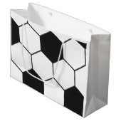 Schwarz-Weiß-Fußballmuster geometrisch Große Geschenktüte (Vorderseite Schrägansicht)
