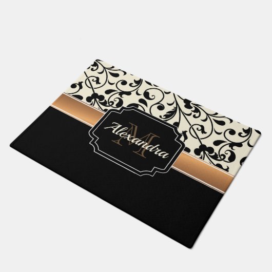 Schwarz/Weiß Fußmatte (Schrägansicht)