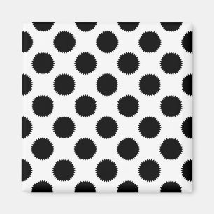 Schwarz-Weiß-Fuzzy-Polka-Punkt-Muster Magnet