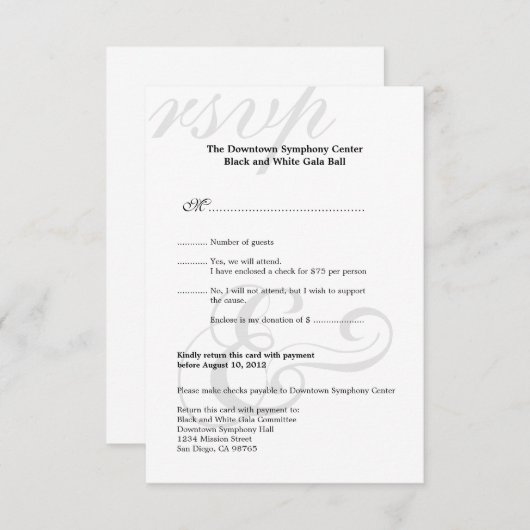 Schwarz-Weiß-Galerie - Unternehmenseinfache UAWG RSVP Karte (Vorne/Hinten)
