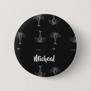 Schwarz-Weiß-Garnelen-Muster Button