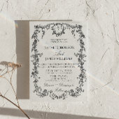 Schwarz-Weiß-Garten-Wald-Monogramm-Hochzeit Einladung