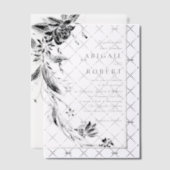 Schwarz-Weiß-Gartenhochzeit Pergament Einladungen (Versetzt (Einladung))