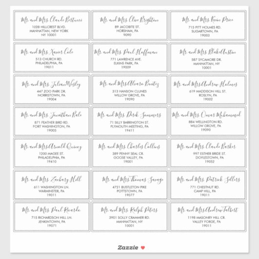 Schwarz-Weiß-Gästeschrift Aufkleber (Blatt)