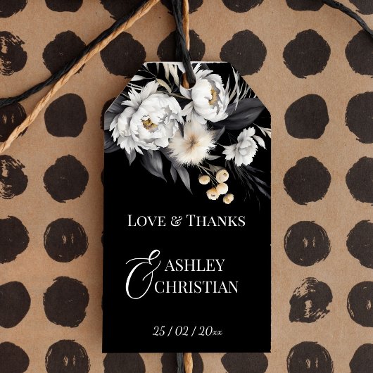 Schwarz-Weiß-Gastgeschenk Hochzeit Geschenkanhänger