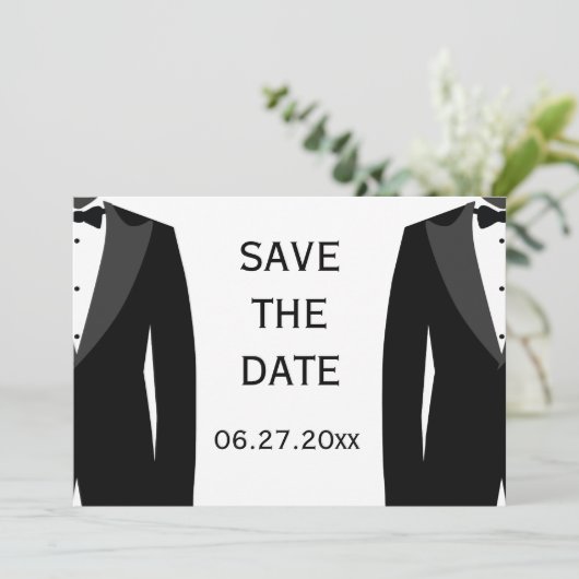 Schwarz-Weiß-Gay-Hochzeit speichern Sie die Datums Save The Date (Stehend Vorderseite)