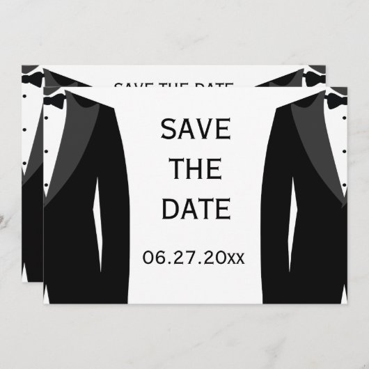 Schwarz-Weiß-Gay-Hochzeit speichern Sie die Datums Save The Date (Vorne/Hinten)