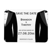 Schwarz-Weiß-Gay-Hochzeit speichert die Datumsmagn Magnet (Horizontal)