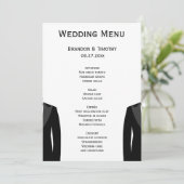 Schwarz-Weiß-Gay-Hochzeitskarten Menükarte (Stehend Vorderseite)