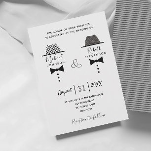 Schwarz-weiß Gay Wedding Einladung