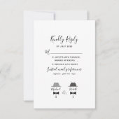 Schwarz-weiß Gay Wedding RSVP Karte (Vorderseite)