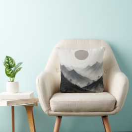 Schwarz-Weiß-Gebirgslandschaft Kissen