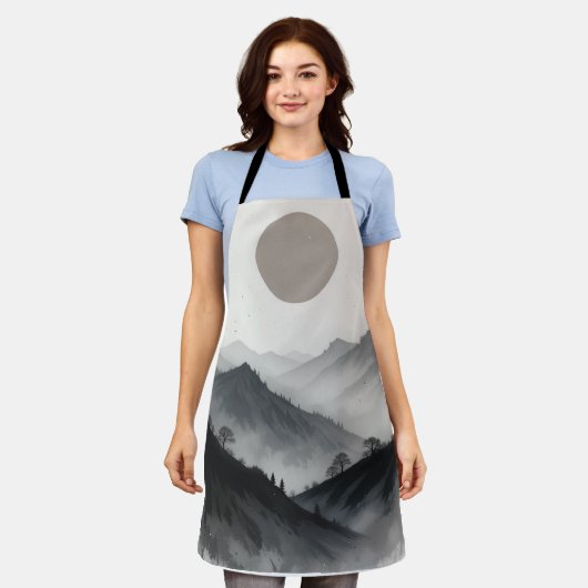 Schwarz-Weiß-Gebirgslandschaft Schürze (Getragen)