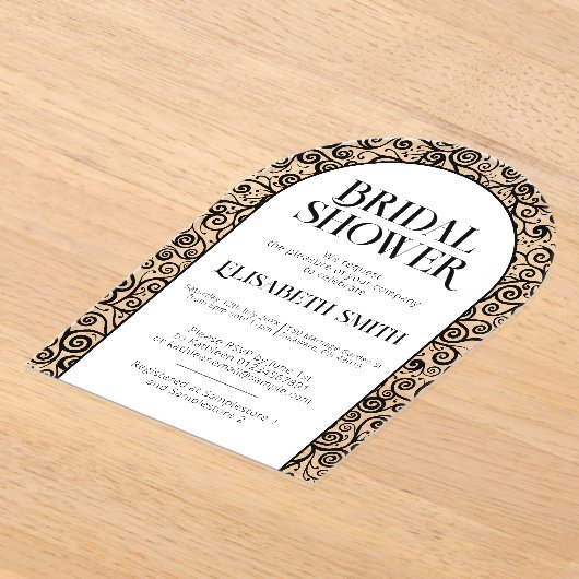 Schwarz-Weiß-Geblüht Brautparty Acryleinladungen (Ablage )