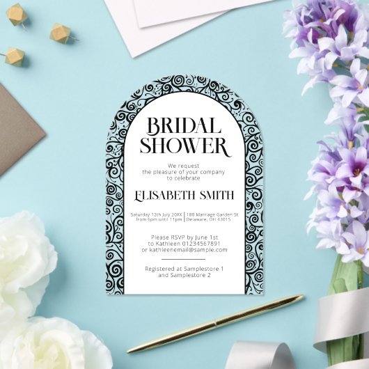 Schwarz-Weiß-Geblüht Brautparty Acryleinladungen (Insitu (Hochzeit))