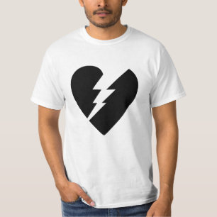 Schwarz-Weiß-Gebrochene Herzblüte Kunst T-Shirt