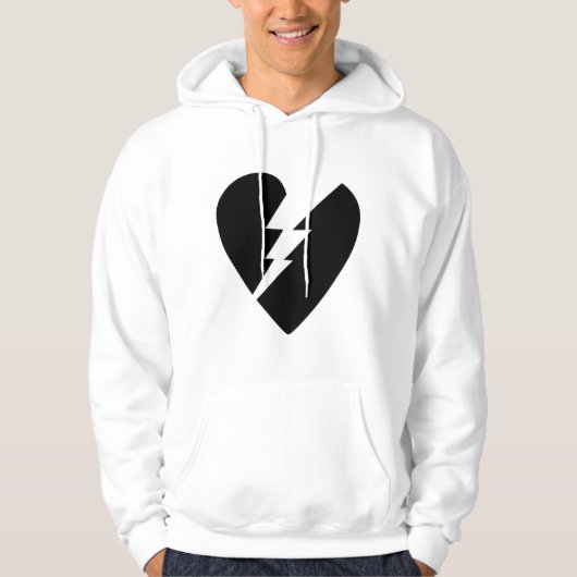 Schwarz-Weiß-gebrochenes Herz - Kunst Hoodie (Vorderseite)