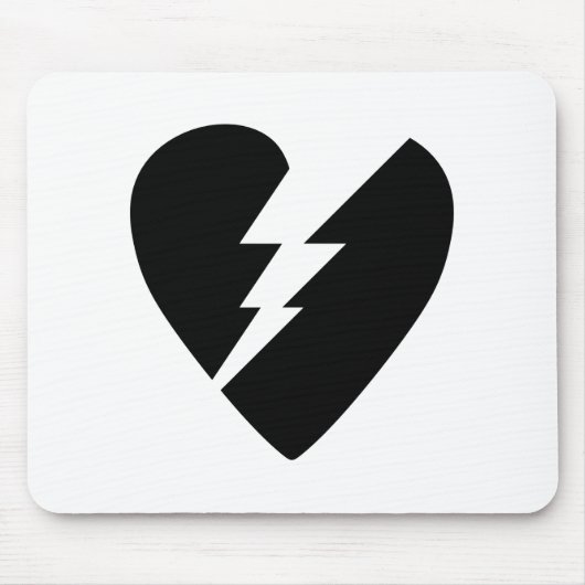 Schwarz-Weiß-gebrochenes Herz - Kunst Mousepad (Vorne)
