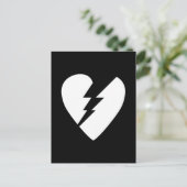 Schwarz-Weiß-gebrochenes Herz - Kunst Postkarte (Stehend Vorderseite)