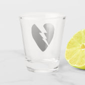 Schwarz-Weiß-gebrochenes Herz - Kunst Schnapsglas (Rückseite)