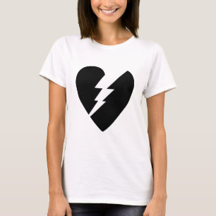 Schwarz-Weiß-gebrochenes Herz - Kunst T-Shirt