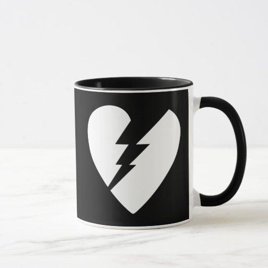 Schwarz-Weiß-gebrochenes Herz - Kunst Tasse (Rechts)