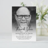 Schwarz-Weiß-Gedächtnis Beileid Beerdigung Foto Dankeskarte (Stehend Vorderseite)