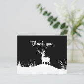 Schwarz-Weiß-Gedenkfeier für Minimalistisches Hirs Dankeskarte (Stehend Vorderseite)
