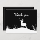 Schwarz-Weiß-Gedenkfeier für Minimalistisches Hirs Dankeskarte (Vorne/Hinten)