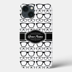 Schwarz-Weiß-Geek-Nerd-Brille Personalisiert Case-Mate iPhone Hülle