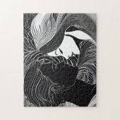 Schwarz-Weiß-Geheimkuss der Liebe Puzzle (Vertikal)
