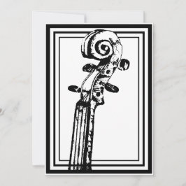 Schwarz-Weiß-Geige-Rollen mit schwarzen Konturen Einladung