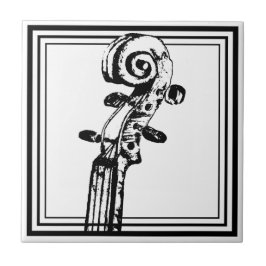 Schwarz-Weiß-Geige-Rollen mit schwarzen Konturen Fliese