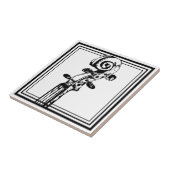 Schwarz-Weiß-Geige-Rollen mit schwarzen Konturen Fliese (Seite)