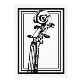 Schwarz-Weiß-Geige-Rollen mit schwarzen Konturen Fotodruck