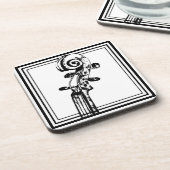 Schwarz-Weiß-Geige-Rollen mit schwarzen Konturen Getränkeuntersetzer (Linke Seite)