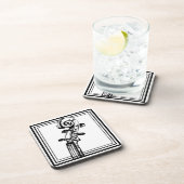 Schwarz-Weiß-Geige-Rollen mit schwarzen Konturen Getränkeuntersetzer (Rechte Seite)