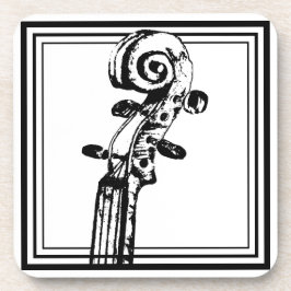 Schwarz-Weiß-Geige-Rollen mit schwarzen Konturen Getränkeuntersetzer