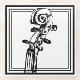 Schwarz-Weiß-Geige-Rollen mit schwarzen Konturen Glasuntersetzer