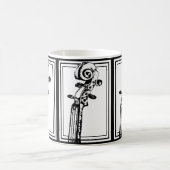 Schwarz-Weiß-Geige-Rollen mit schwarzen Konturen Kaffeetasse (Mittel)