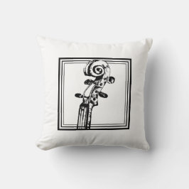 Schwarz-Weiß-Geige-Rollen mit schwarzen Konturen Kissen