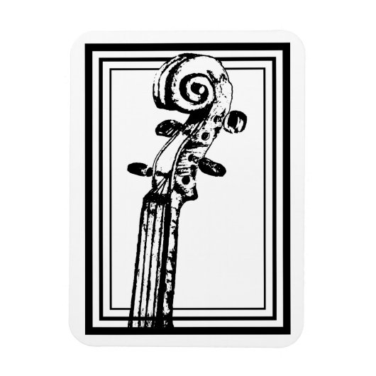 Schwarz-Weiß-Geige-Rollen mit schwarzen Konturen Magnet (Vertikal)