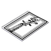 Schwarz-Weiß-Geige-Rollen mit schwarzen Konturen Notizblock (Linke Seite)