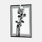 Schwarz-Weiß-Geige-Rollen mit schwarzen Konturen Ornament Aus Metall (Vorderseite links)