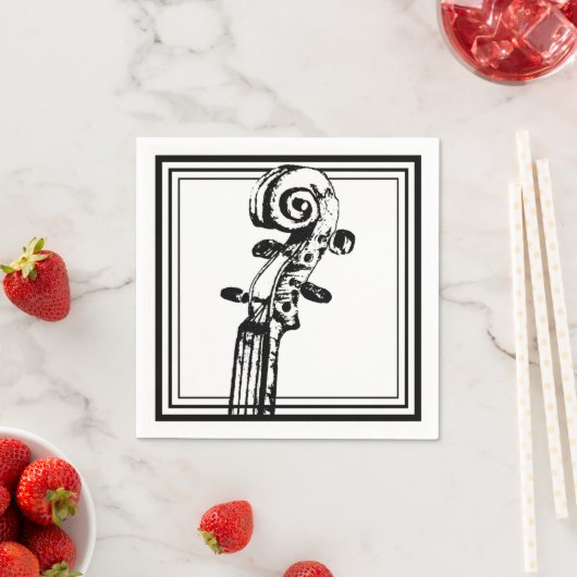 Schwarz-Weiß-Geige-Rollen mit schwarzen Konturen Serviette (Beispiel)