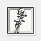 Schwarz-Weiß-Geige-Rollen mit schwarzen Konturen Serviette (Vorderseite)