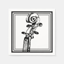 Schwarz-Weiß-Geige-Rollen mit schwarzen Konturen Serviette