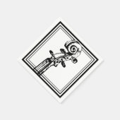 Schwarz-Weiß-Geige-Rollen mit schwarzen Konturen Serviette (Ecke)