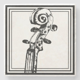 Schwarz-Weiß-Geige-Rollen mit schwarzen Konturen Steinuntersetzer